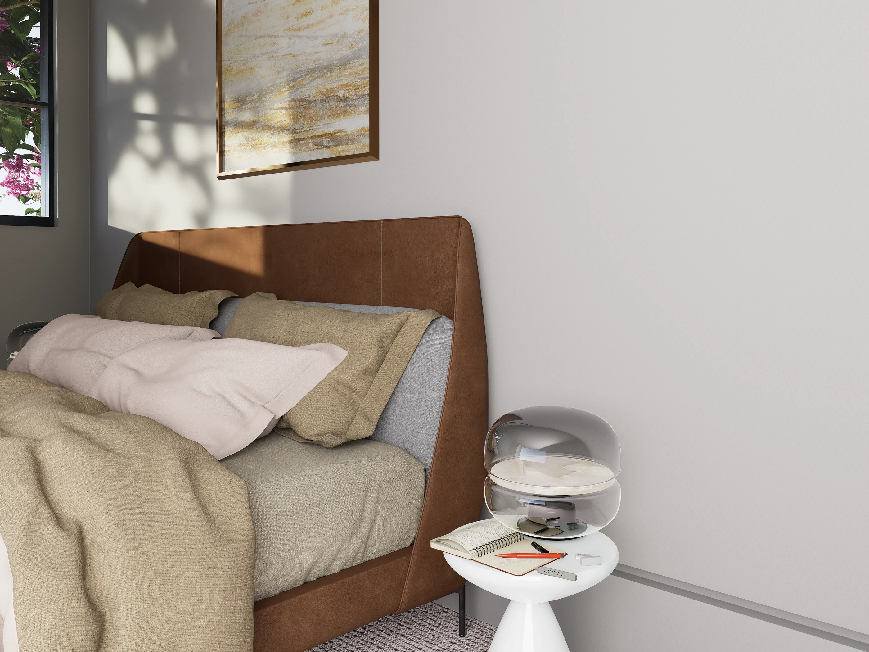 Sunlit bedroom rendering by Marknel